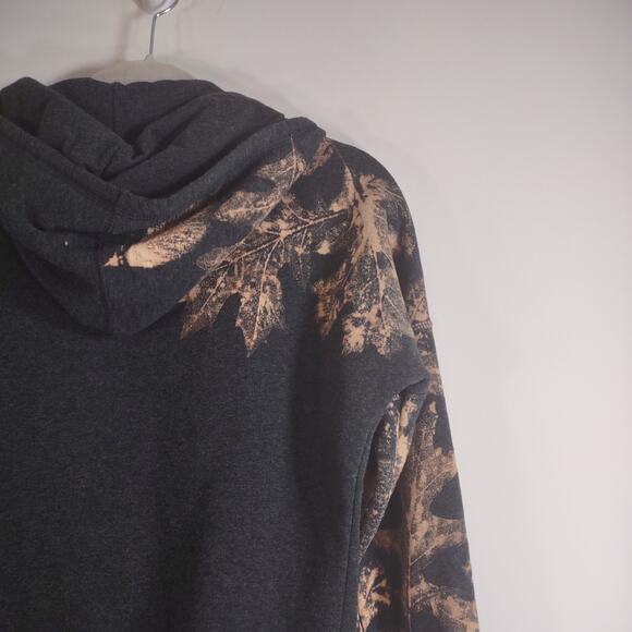 Champion Black Zip Hoodie with Tan Leaf Print - Picture 9 of 11